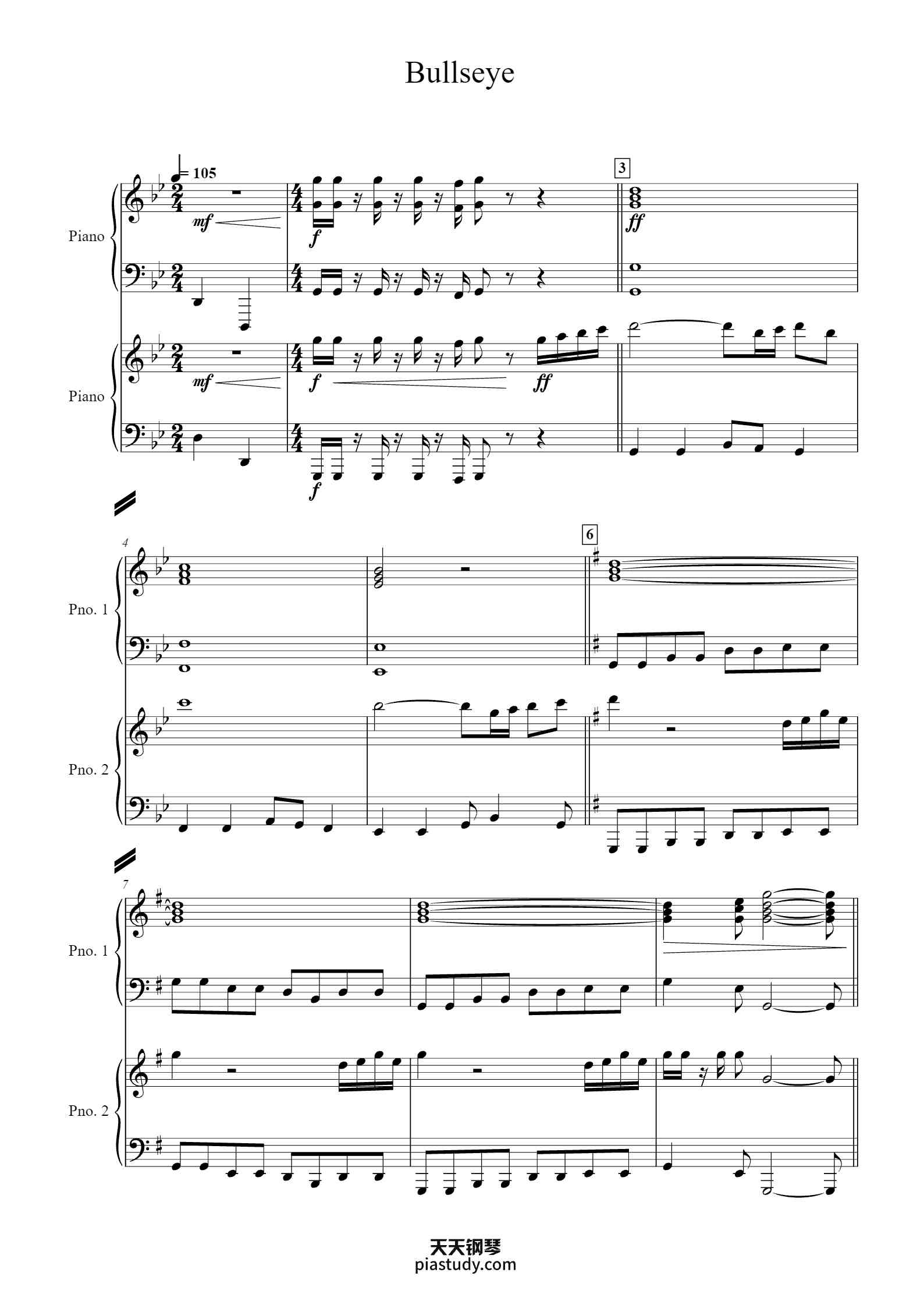 'Bullseye' - Piano Sheet Music By Hal Hidey | TOPiano