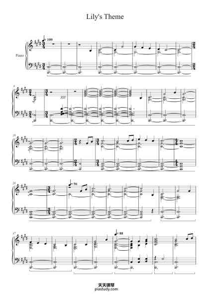 “Lily's Theme”钢琴谱-arr. Verona        
-免费下载-天天钢琴