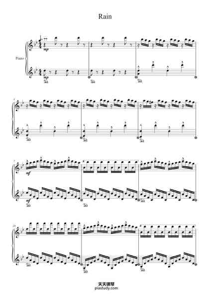 “Rain”钢琴谱-Composed by Tony Ann 
Transcribed by Nigel Tang-免费下载-天天钢琴