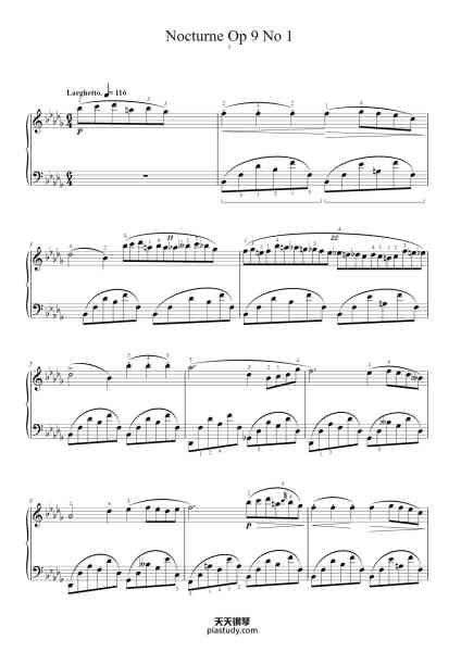 “Nocturne in B-flat Minor, Op. 9, No. 1”钢琴谱-Frederic Chopin, Op. 9, No 1-免费下载-天天钢琴