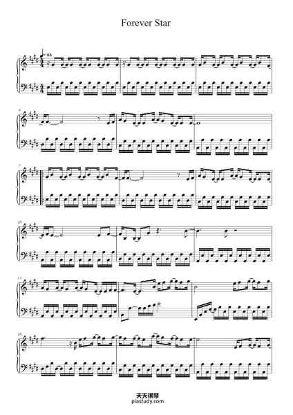 “Forever Star”钢琴谱-
演唱：张洢豪
作曲：张洢豪-免费下载-天天钢琴