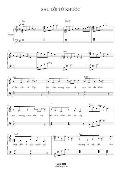 “SAU LỜI TỪ KHƯỚC”钢琴谱-ST: Phan Mạnh Quỳnh
soạm piano: Phan Phương-免费下载-天天钢琴