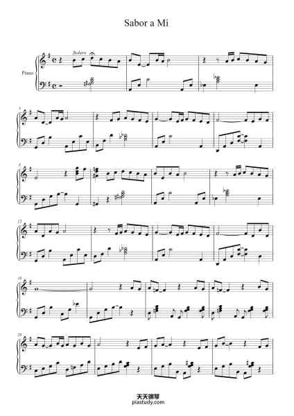 “Sabor a Mí”钢琴谱-Alvaro Carrillo-免费下载-天天钢琴