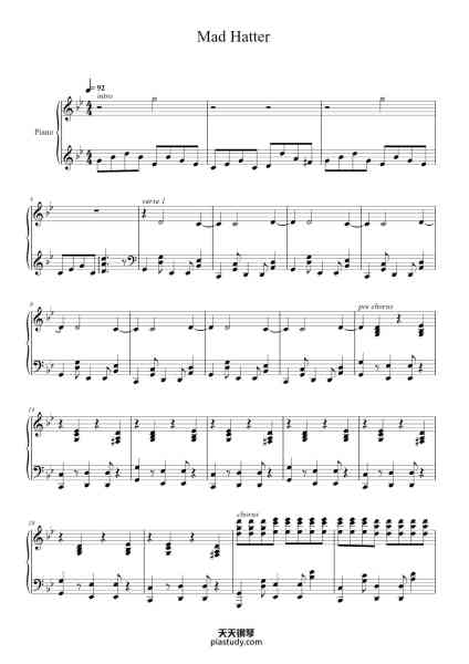 “Mad Hatter”钢琴谱-Arr. Carina Liu-免费下载-天天钢琴