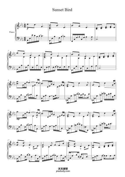 “Sunset Bird”钢琴谱-Yiruma-免费下载-天天钢琴