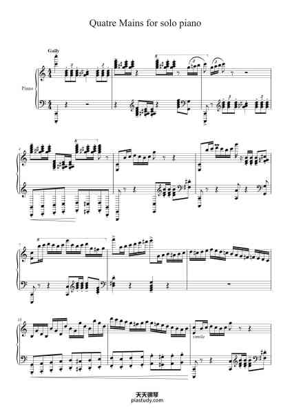“Quatre Mains for solo piano”钢琴谱-Reedfaithe Bojudd-免费下载-天天钢琴