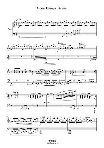 “GooseBumps Theme”钢琴谱-Composed by Jack Lenz Arrangement by Piccoli Brividi Piano Transcription by Gianmario Baleno-免费下载-天天钢琴