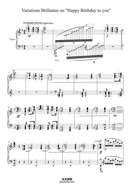 “Variations Brillantes on "Happy Birthday to you"”钢琴谱-Mason Ma-免费下载-天天钢琴