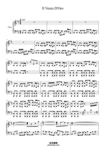 “Giorno's Theme (il vento d'oro)”钢琴谱-Joeyves-免费下载-天天钢琴