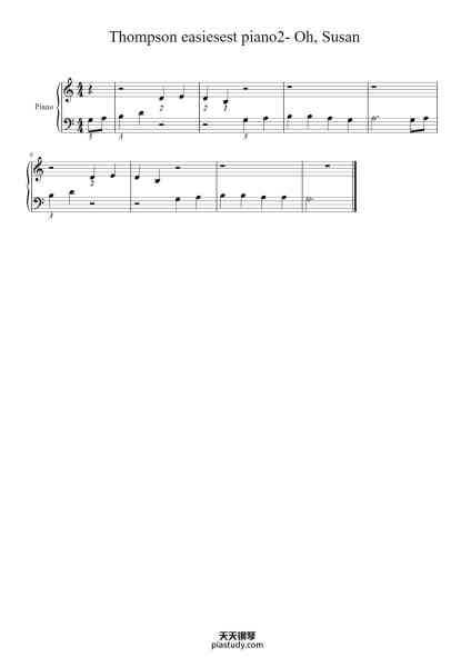 “Thompson easiesest piano2- Oh, Susan”钢琴谱-John Thompson-免费下载-天天钢琴