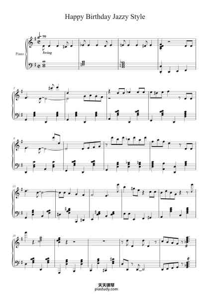 “Happy Birthday Jazzy Style”钢琴谱-Misc Traditional-免费下载-天天钢琴