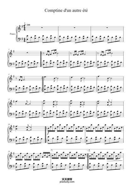 “Comptine D'un Autre Été”钢琴谱-Yann Tiersen-免费下载-天天钢琴