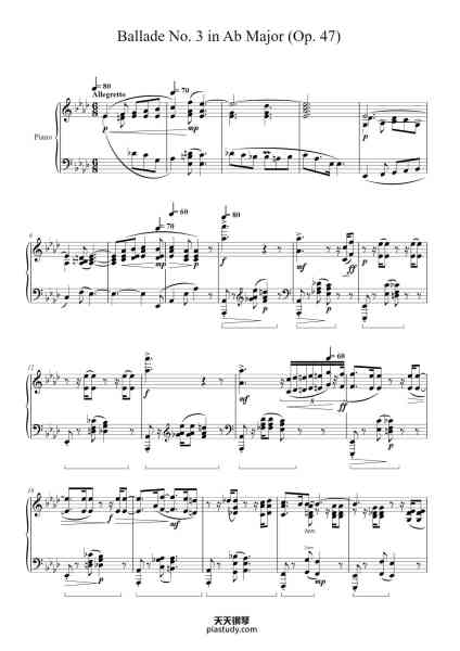 “Ballade No. 3 in A♭ Major, Op. 47”钢琴谱-FR. CHOPIN (Op. 47)-免费下载-天天钢琴