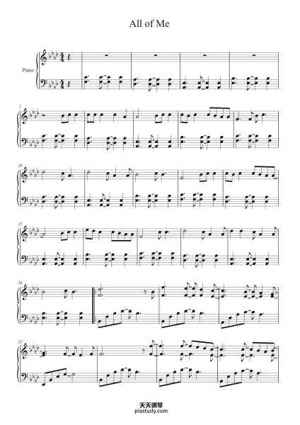 “All of Me”钢琴谱-John Legend-免费下载-天天钢琴