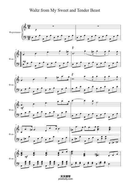 “Waltz from the film "My Sweet and Tender Beast"”钢琴谱-Евгений Дога Evgeniy Doga-免费下载-天天钢琴