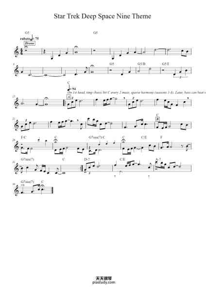 “Star Trek Deep Space Nine theme”钢琴谱-Dennis McCarthy
tx: Eric Fontaine-免费下载-天天钢琴