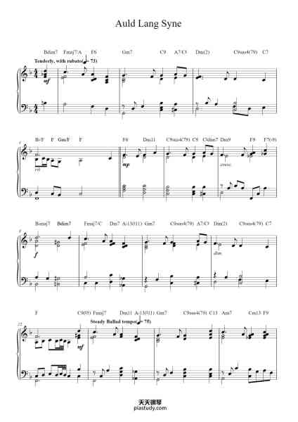 “Auld Lang Syne”钢琴谱-Words by ROBERT BURNS
Traditional Scottish Melody-免费下载-天天钢琴
