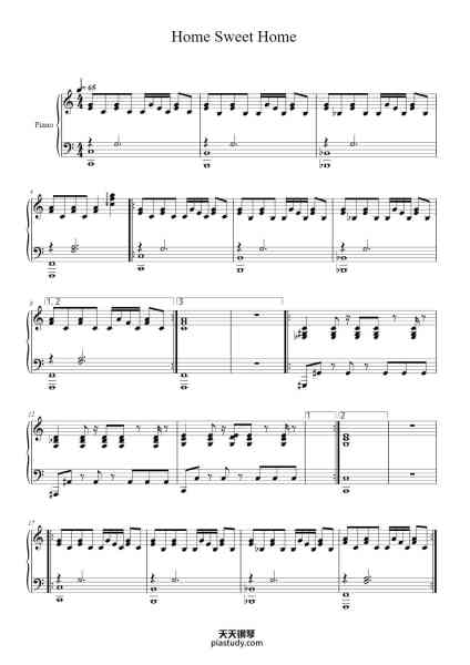 “Home Sweet Home”钢琴谱-Motley Crue-免费下载-天天钢琴