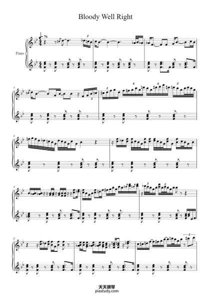 “Bloody Well Right”钢琴谱-Supertramp-免费下载-天天钢琴
