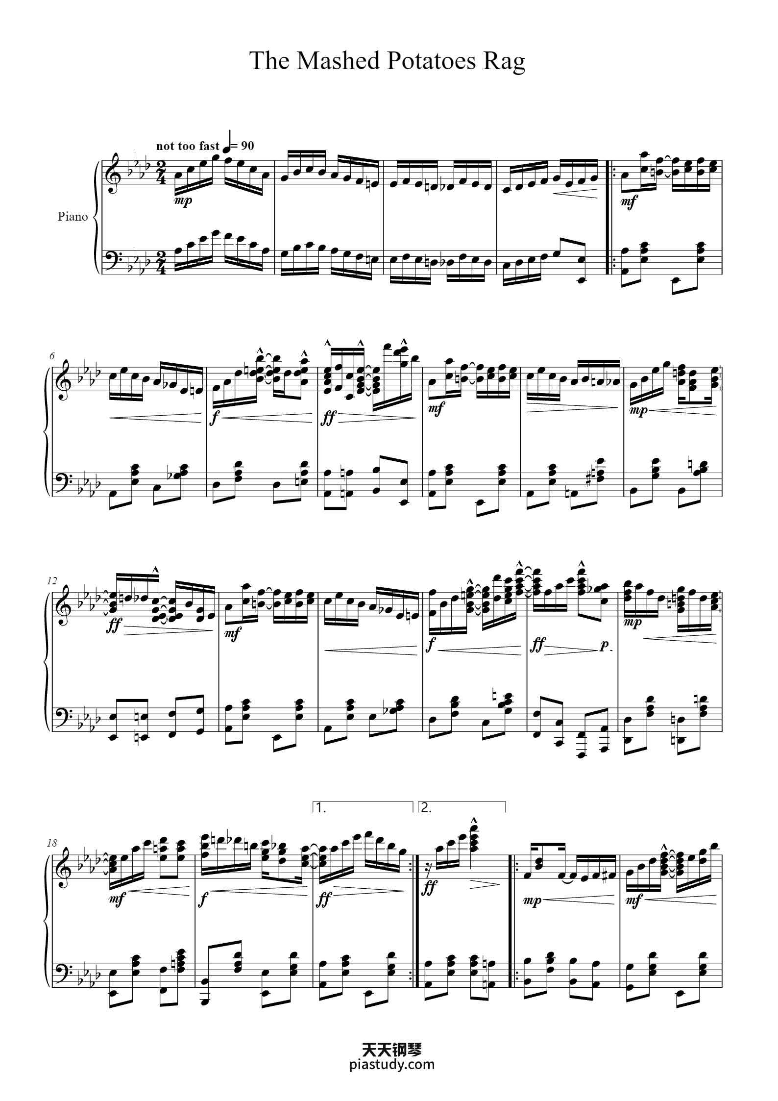 'The Mashed Potatoes Rag' - Piano Sheet Music By Cameron Lee Simpson ...