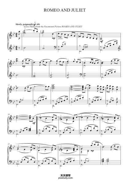 “Romeo and Juliet”钢琴谱-By NINO ROTA-免费下载-天天钢琴
