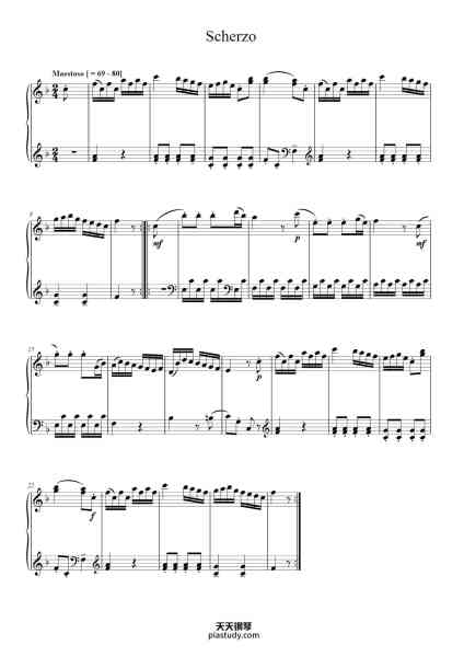 “Scherzo”钢琴谱-Franz Joseph Haydn
(1732 - 1809)-免费下载-天天钢琴