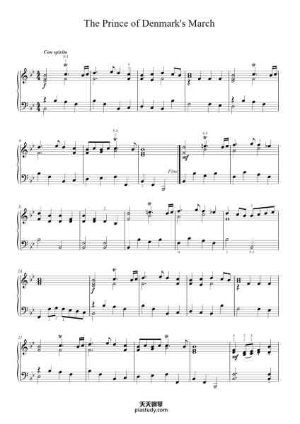 “The Prince of Denmark's March (Trumpet Voluntary)”钢琴谱-Jeremiah Clarke-免费下载-天天钢琴