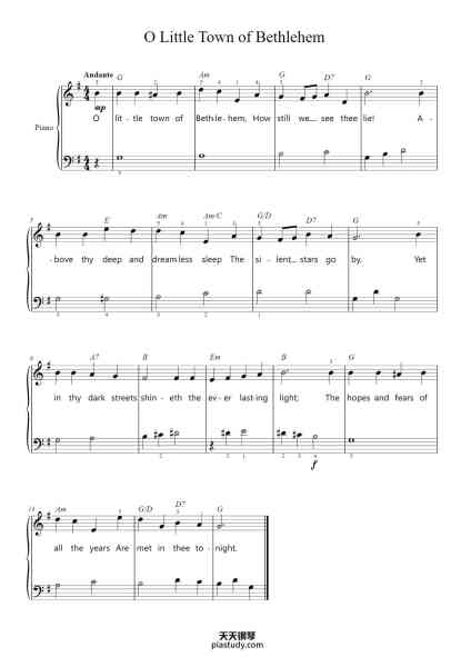 “O Little Town of Bethlehem”钢琴谱-Misc Christmas-免费下载-天天钢琴
