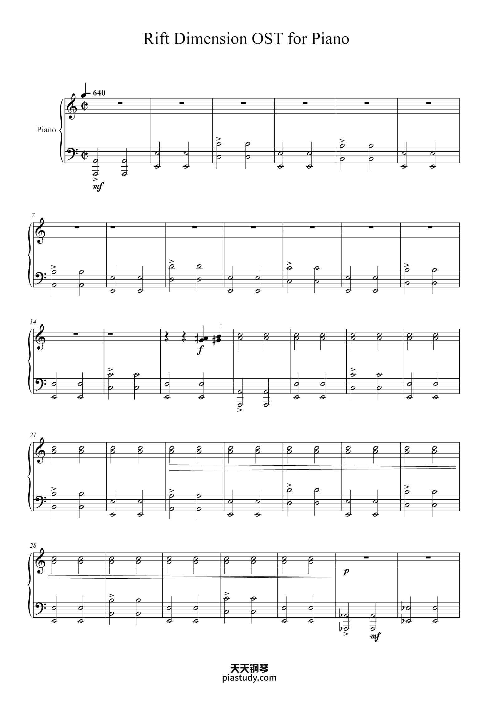 'Rift Dimension OST for Piano' - Piano Sheet Music By IGN: W1ther_K1ng ...