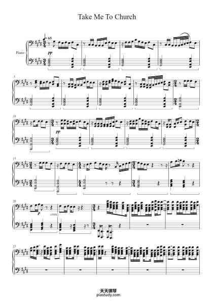 “Take Me To Church”钢琴谱-Hozier-免费下载-天天钢琴