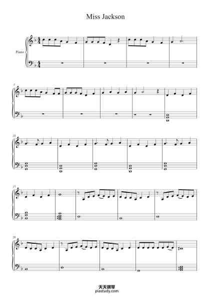 “Miss Jackson”钢琴谱-Panic! At the Disco-免费下载-天天钢琴