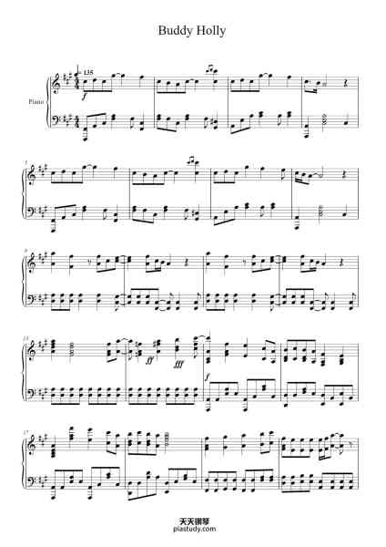 “Buddy Holly”钢琴谱-Arr. Kevin Shi-免费下载-天天钢琴