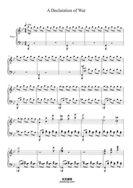 “A Declaration of War”钢琴谱-Hiroyuki Sawano/Kohto Yamamoto-免费下载-天天钢琴