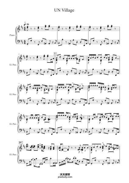 “UN Village”钢琴谱-Walshyan Liznin-免费下载-天天钢琴
