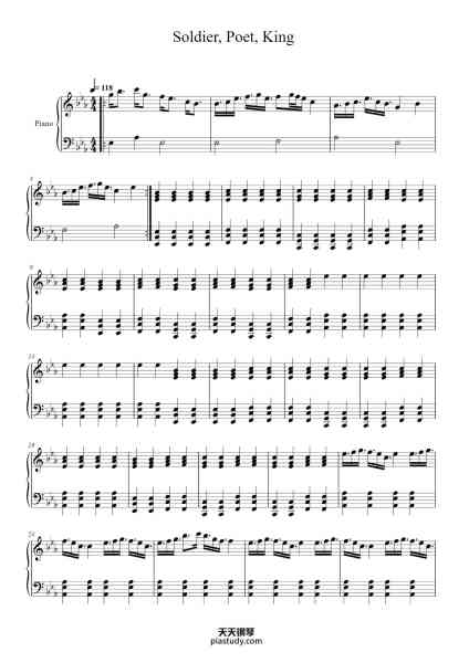 “Soldier, Poet, King”钢琴谱-Composed by The Oh Hellos
Arranged by Shae Sinclair-免费下载-天天钢琴