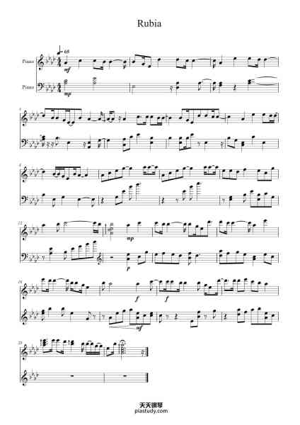 “Rubia Simple Ver”钢琴谱-HOYO-Mix
Zhou Shen
Arr. TimeFlyers
-免费下载-天天钢琴