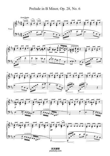 “Prélude in B Minor, Op. 28, No. 6”钢琴谱-Frédéric François Chopin
(1810 - 1849)-免费下载-天天钢琴