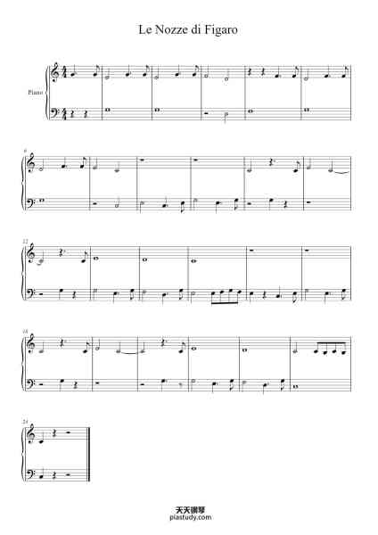 “Le Nozze di Figaro, K. 492- Act I”钢琴谱-Wolfgang Amadeus Mozart-免费下载-天天钢琴