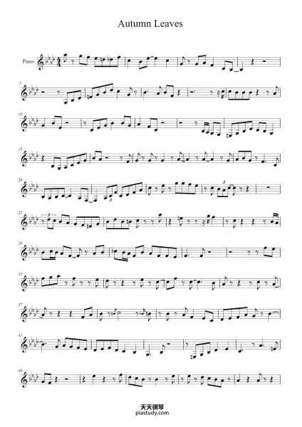 “Autumn Leaves”钢琴谱-Chet Baker-免费下载-天天钢琴