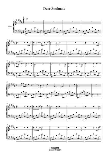 “Dear Soulmate”钢琴谱-Music by Laufey
Arrangement by Tuan-Anh Trung Le-免费下载-天天钢琴