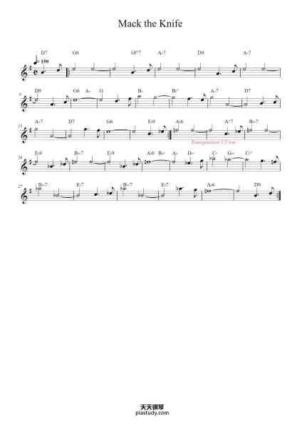 “Mack the Knife”钢琴谱-Kurt Weill-免费下载-天天钢琴