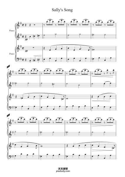 “Sally's Song”钢琴谱-D.Elfman-免费下载-天天钢琴