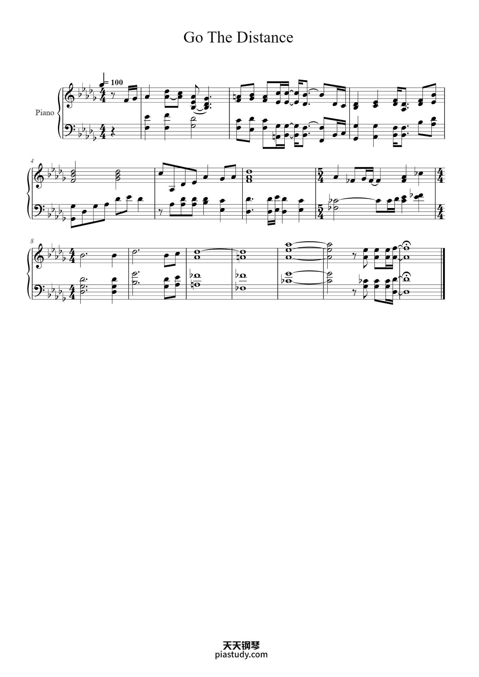 Go The Distance钢琴谱 - - free piano sheet music - PiaNoproblem