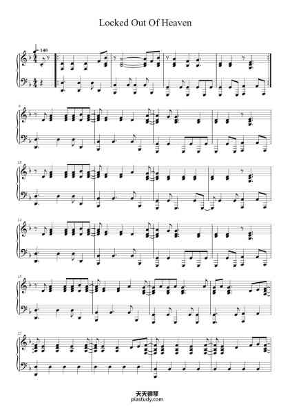 “Locked Out Of Heaven”钢琴谱-Bruno Mars-免费下载-天天钢琴