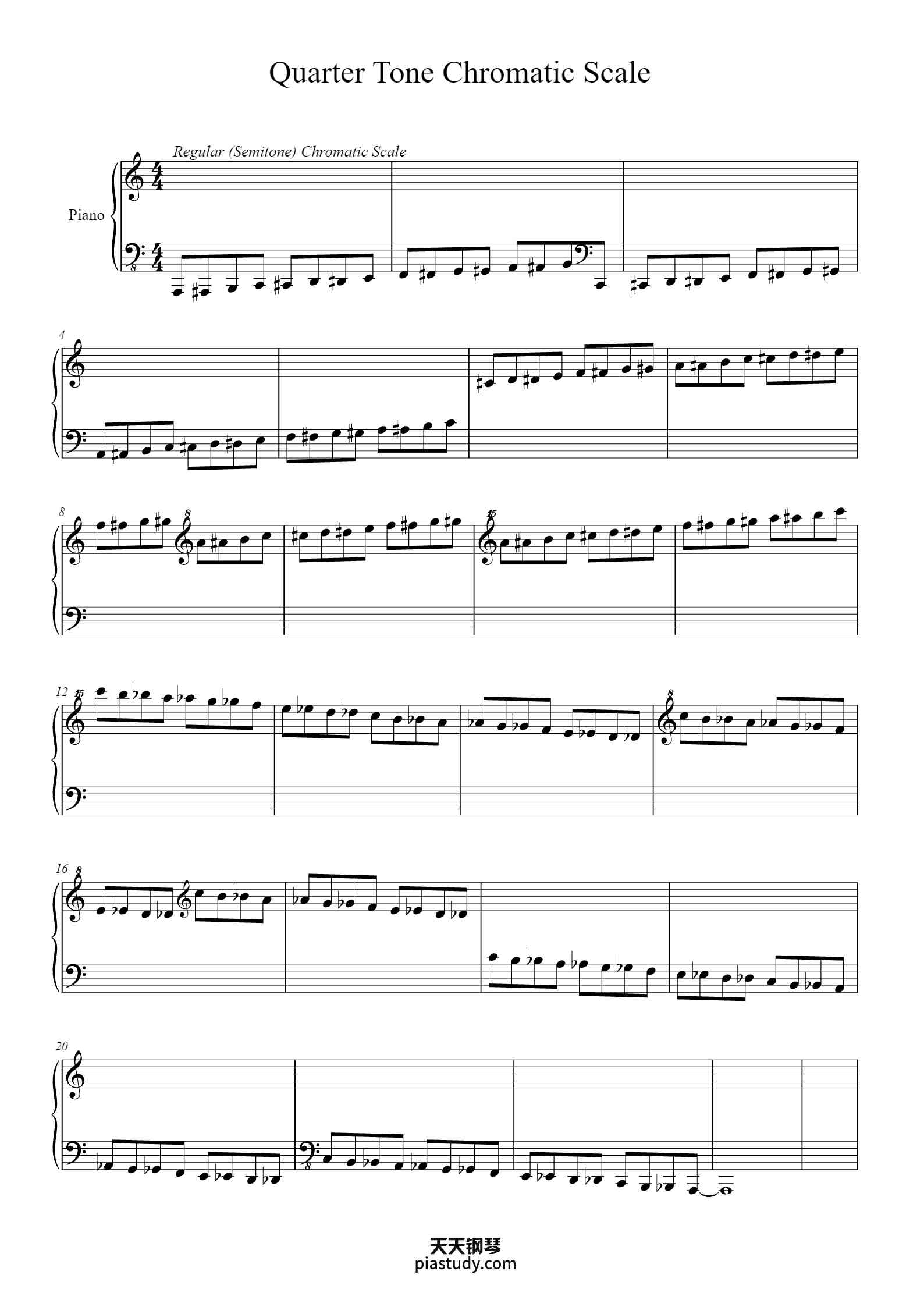 'Quarter Tone Chromatic Scale' - Piano Sheet Music By xxx | TOPiano
