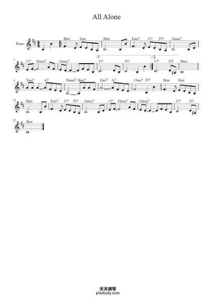 “All Alone”钢琴谱-Mal Waldron-免费下载-天天钢琴