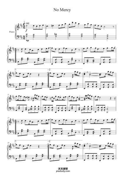 “No Mercy”钢琴谱-Transposed by Hernando Cruz-免费下载-天天钢琴