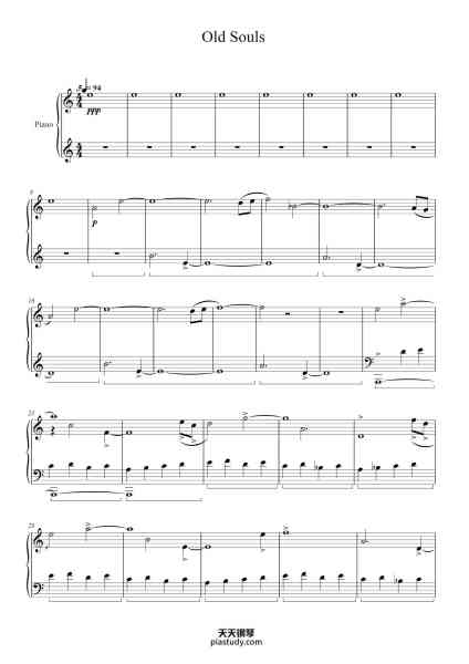 “Old Souls from Inception”钢琴谱-by Hans Zimmer-免费下载-天天钢琴