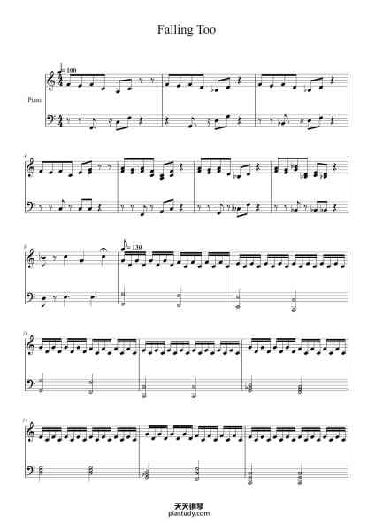 “Falling Too”钢琴谱-Written by Tyler Joseph Arranged by Sarah Anne E-免费下载-天天钢琴