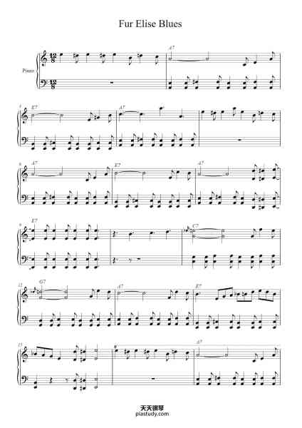 “Für Elise”钢琴谱-Arr J.P.C.C.-免费下载-天天钢琴